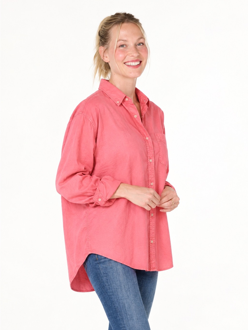 Fresh Produce Classic Oxford Shirt XXL Coral Relaxed Boxy Oversized